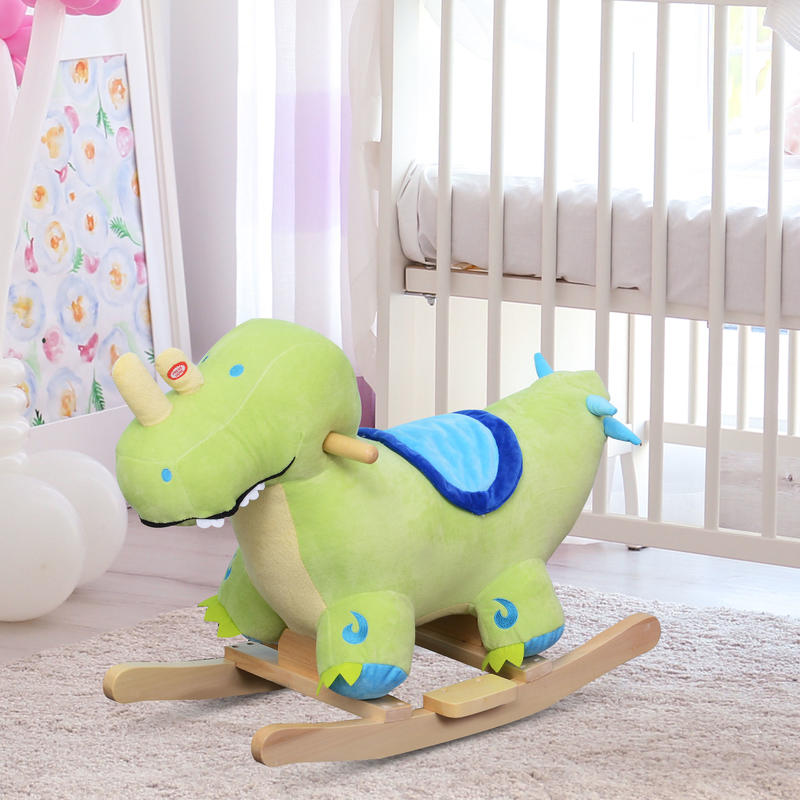 Kids Toys Dinosaur - Qaba Kids Plush Ride-On Rocking Horse