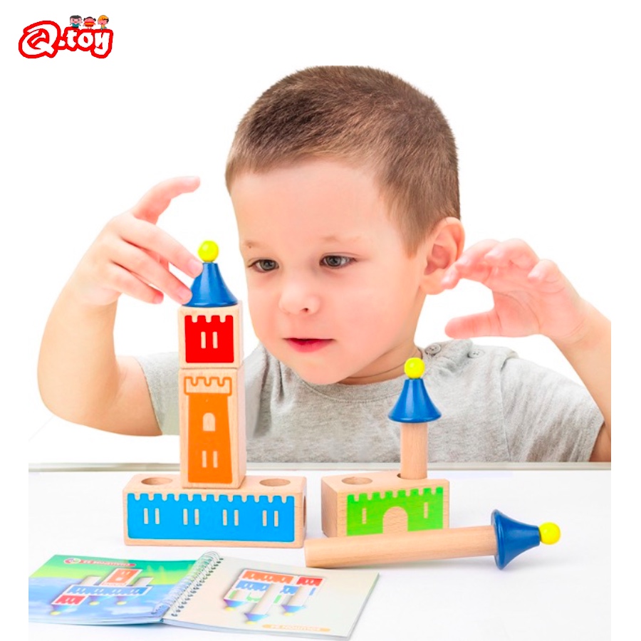 Wooden Blocks Stacking - Wooden block puzzle Montessori kid toys