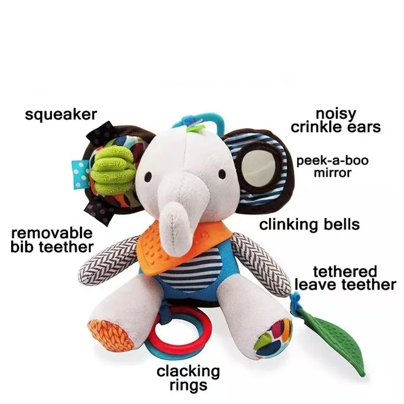 Kids Toys Elephant - Baby hanging rattle, chew toy, toddler