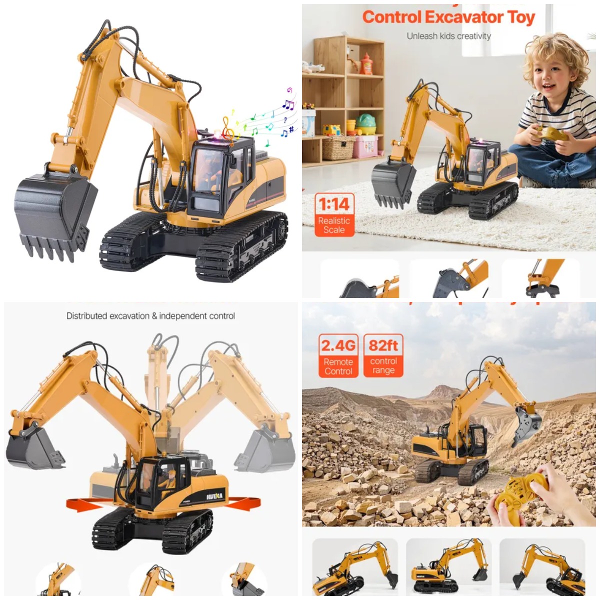 Kids' Toy - Remote Control Excavator Toy 15 Channel