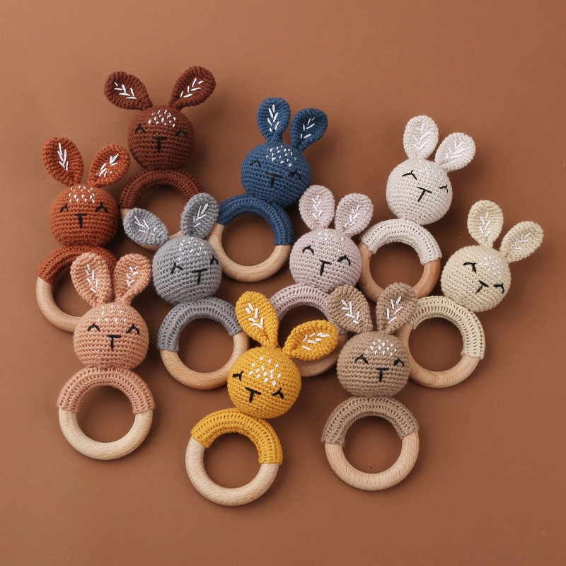 Kids Toys Logo - Bunny Baby Wooden Teether Crochet Giraffe