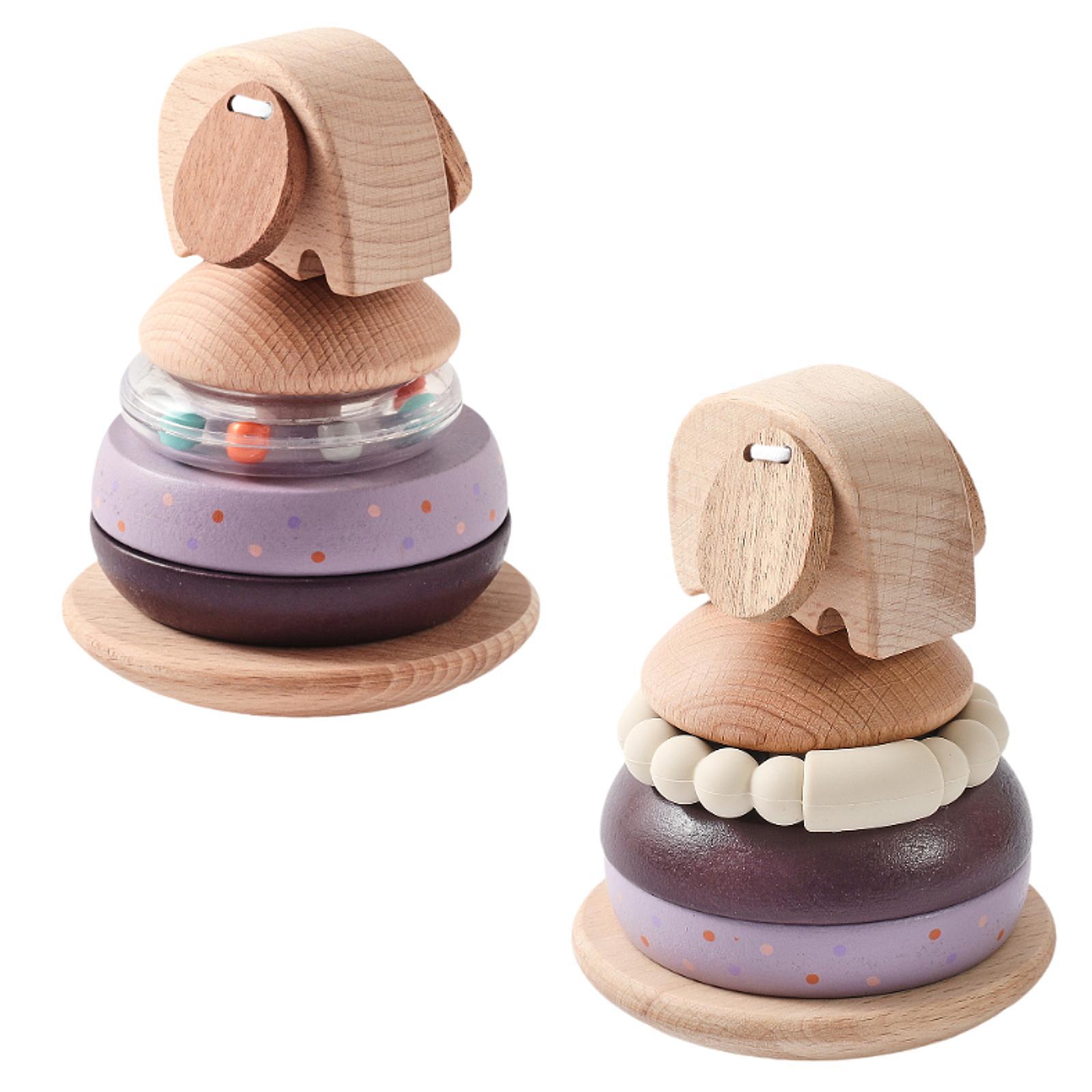 Wooden Blocks Stacking - Wooden Stacking Blocks,Elephant Building Blocks Ornaments,Early
