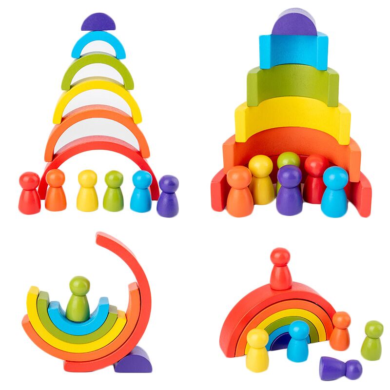 DIY children's wooden rainbow  - Wooden Blocks Stacking review and price