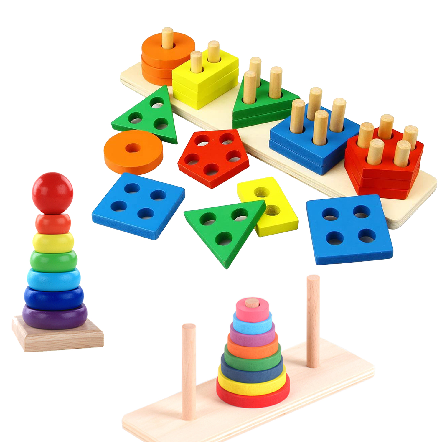 Baby Wooden Toys Rainbow Stack - Wooden Blocks Stacking review and price