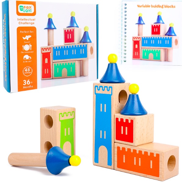Wooden block puzzle Montessori - Wooden Blocks Stacking review and price