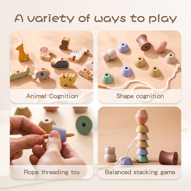 Baby Animal Threading Toys Woo - Wooden Blocks Stacking review and price