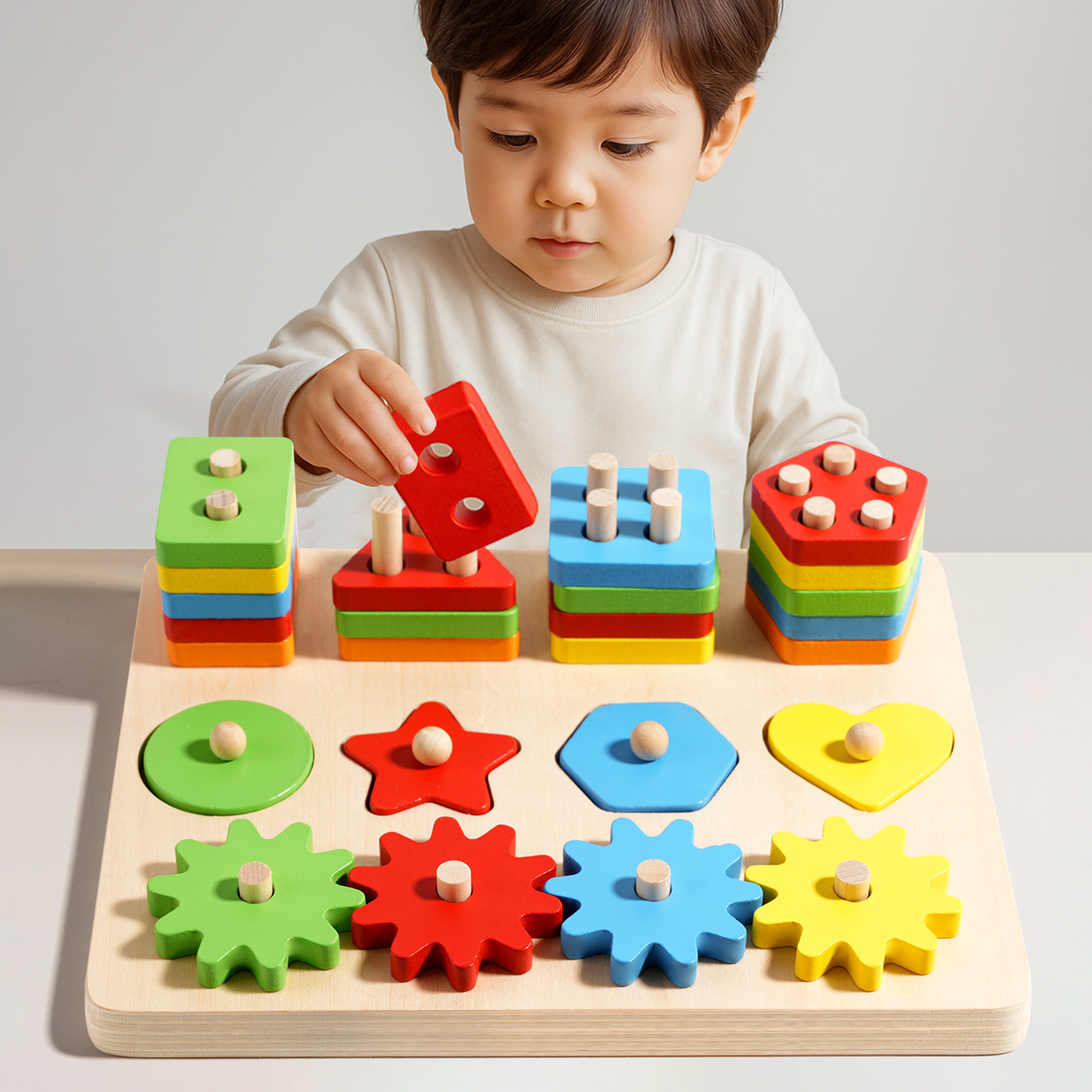 Montessori Wooden Sorting Stac - Wooden Blocks Stacking review and price