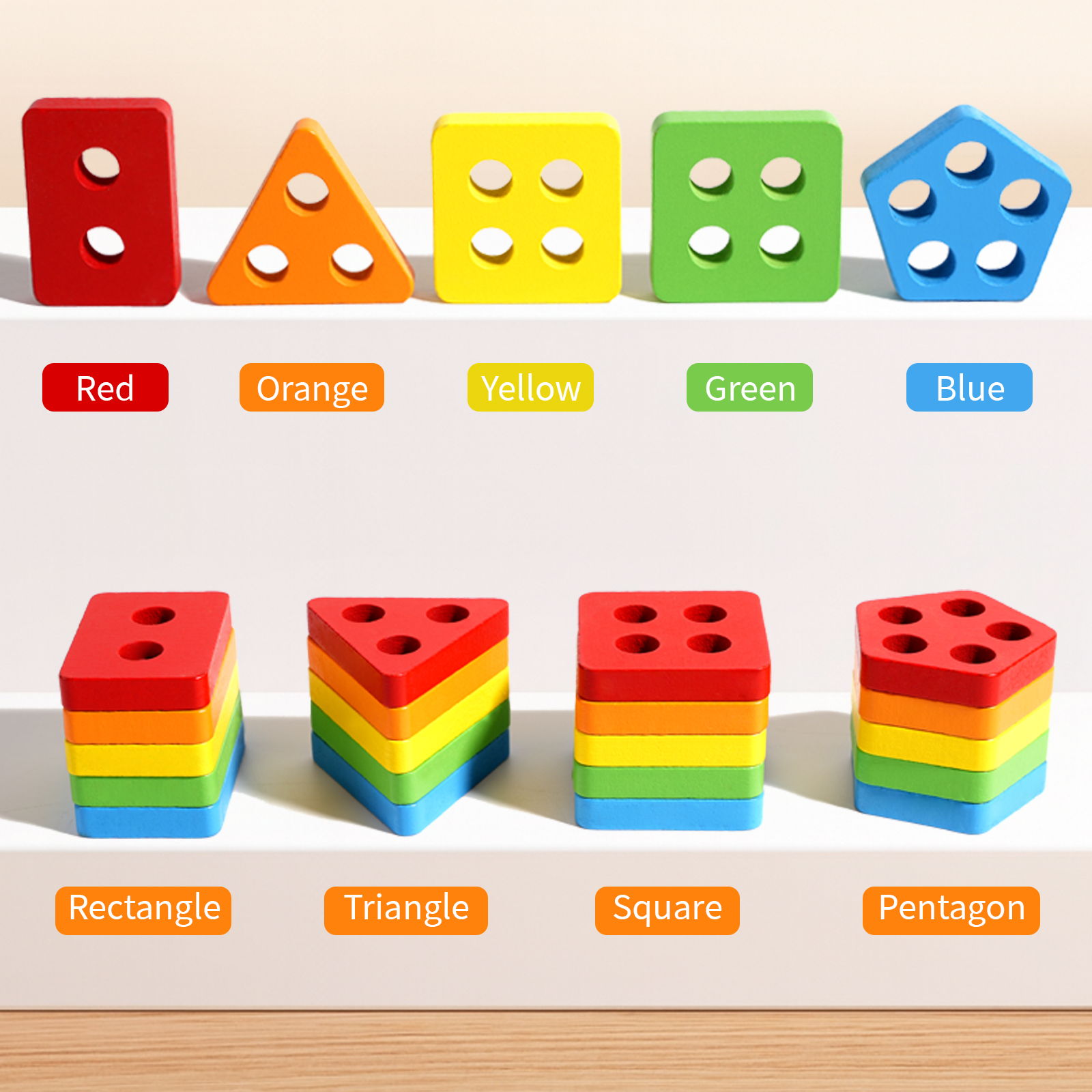 Montessori Wooden Sorting Stac - Wooden Blocks Stacking review and price