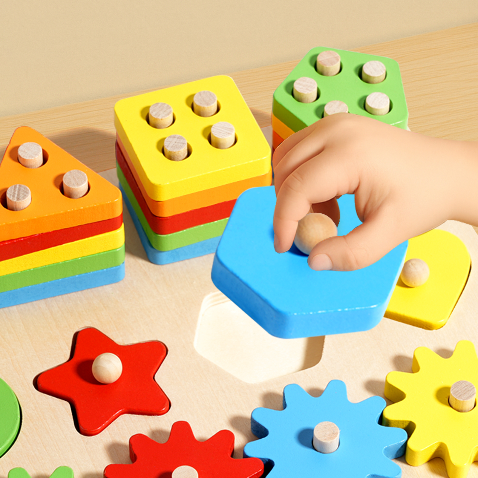 Montessori Wooden Sorting Stac - Wooden Blocks Stacking review and price