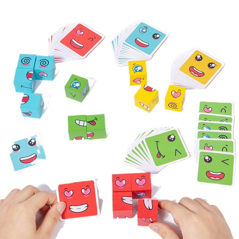 1Pcs Expressions Matching Puzz - Wooden Blocks Stacking review and price