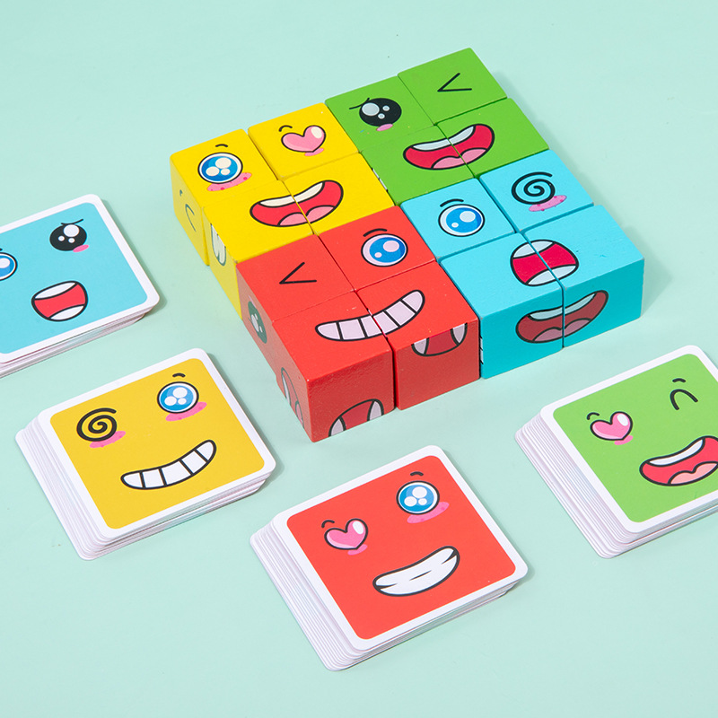 1Pcs Expressions Matching Puzz - Wooden Blocks Stacking review and price