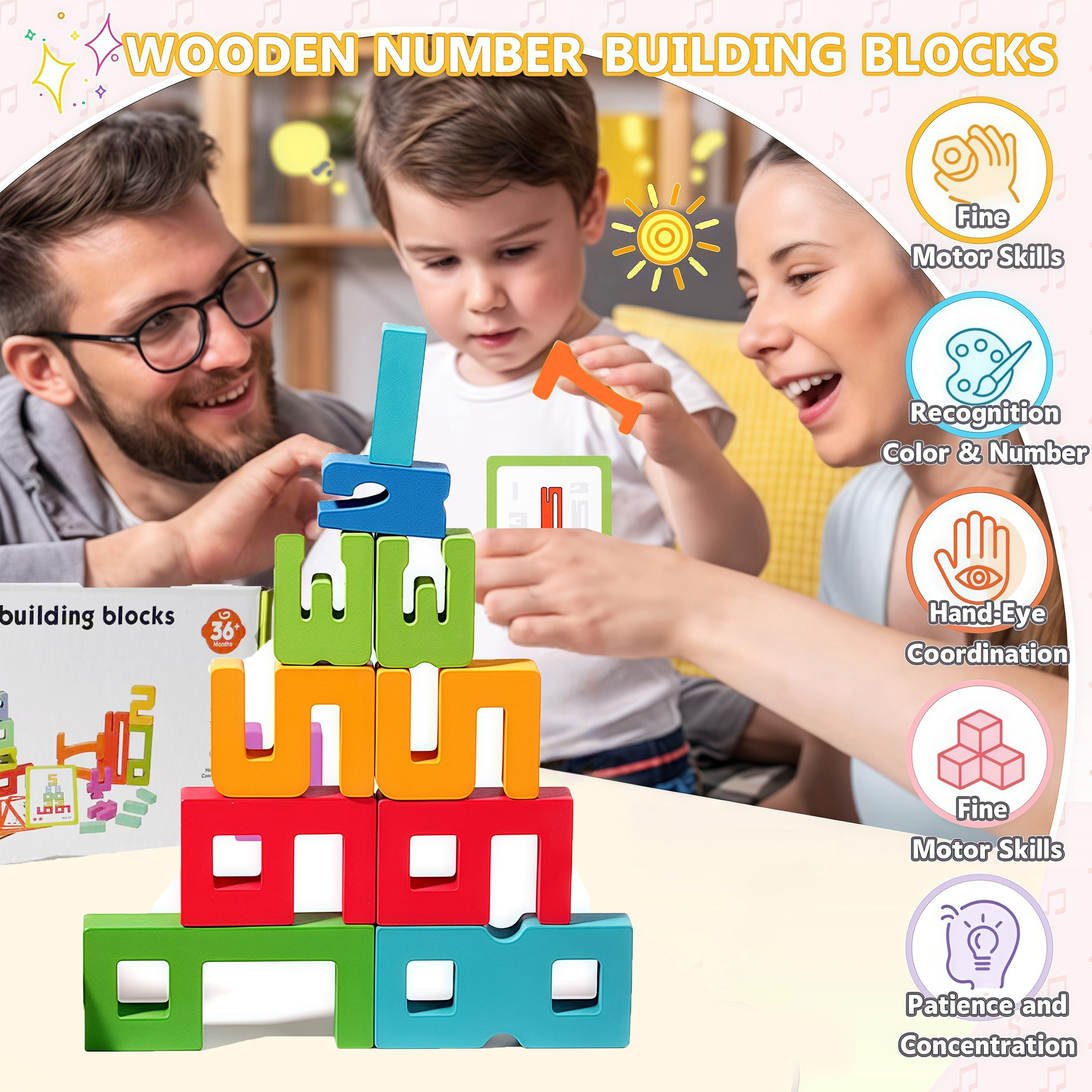 Wooden Number Buiding Blocks M - Wooden Blocks Stacking review and price